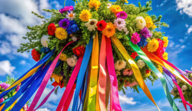 Bunt geschmückter Maibaum