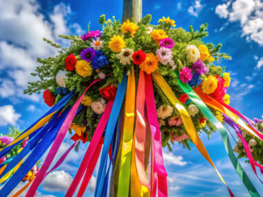 Bunt geschmückter Maibaum