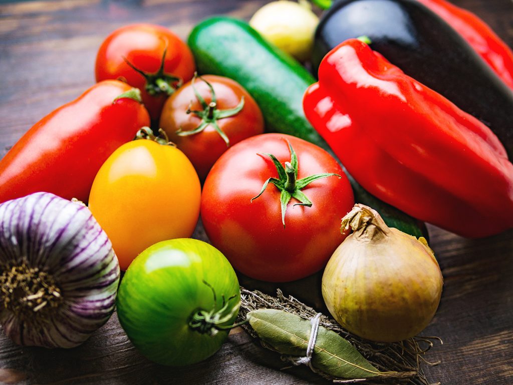 Gemüse als Zutaten für mediterranes Essen
