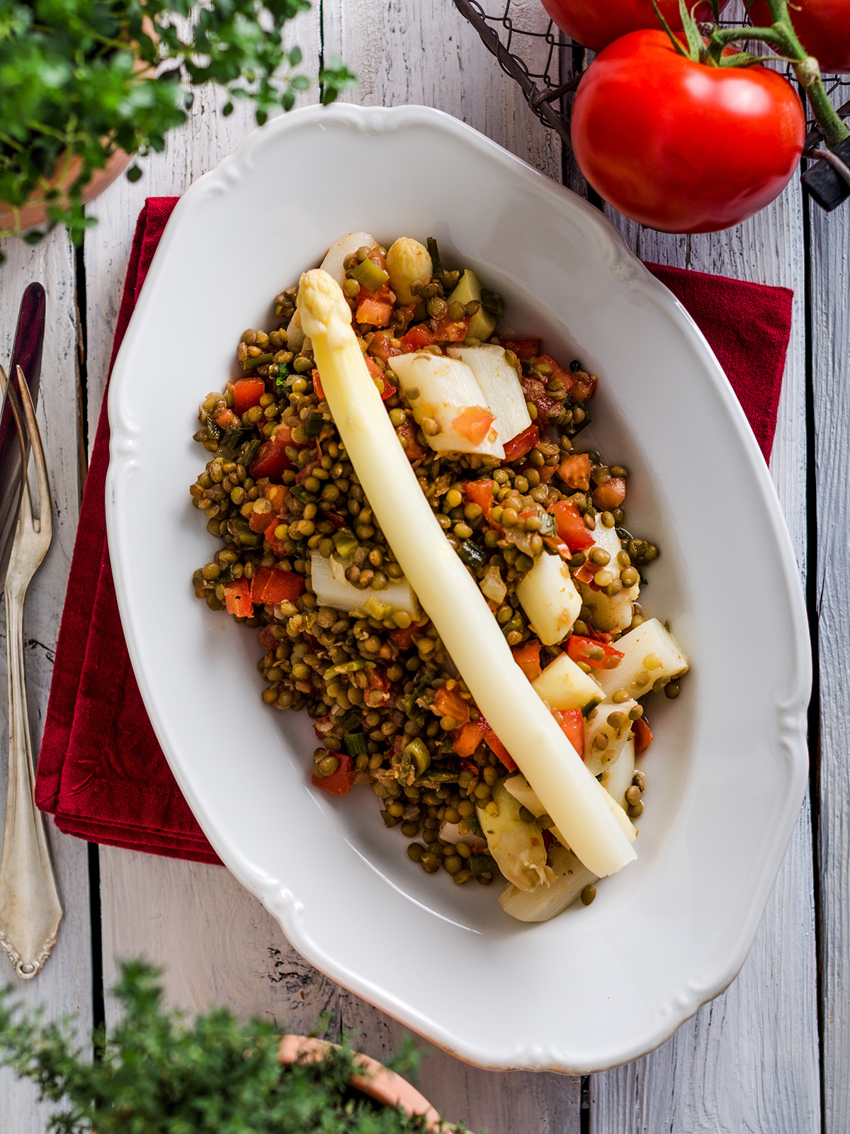 Spargelsalat mit frischen Tomaten &amp; Linsen - Jungborn Blog …hat immer ...