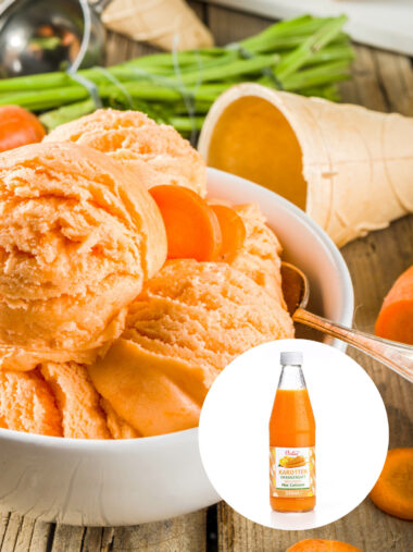 Karotten-Orangen-Eiscreme-Kugeln im Schälchen