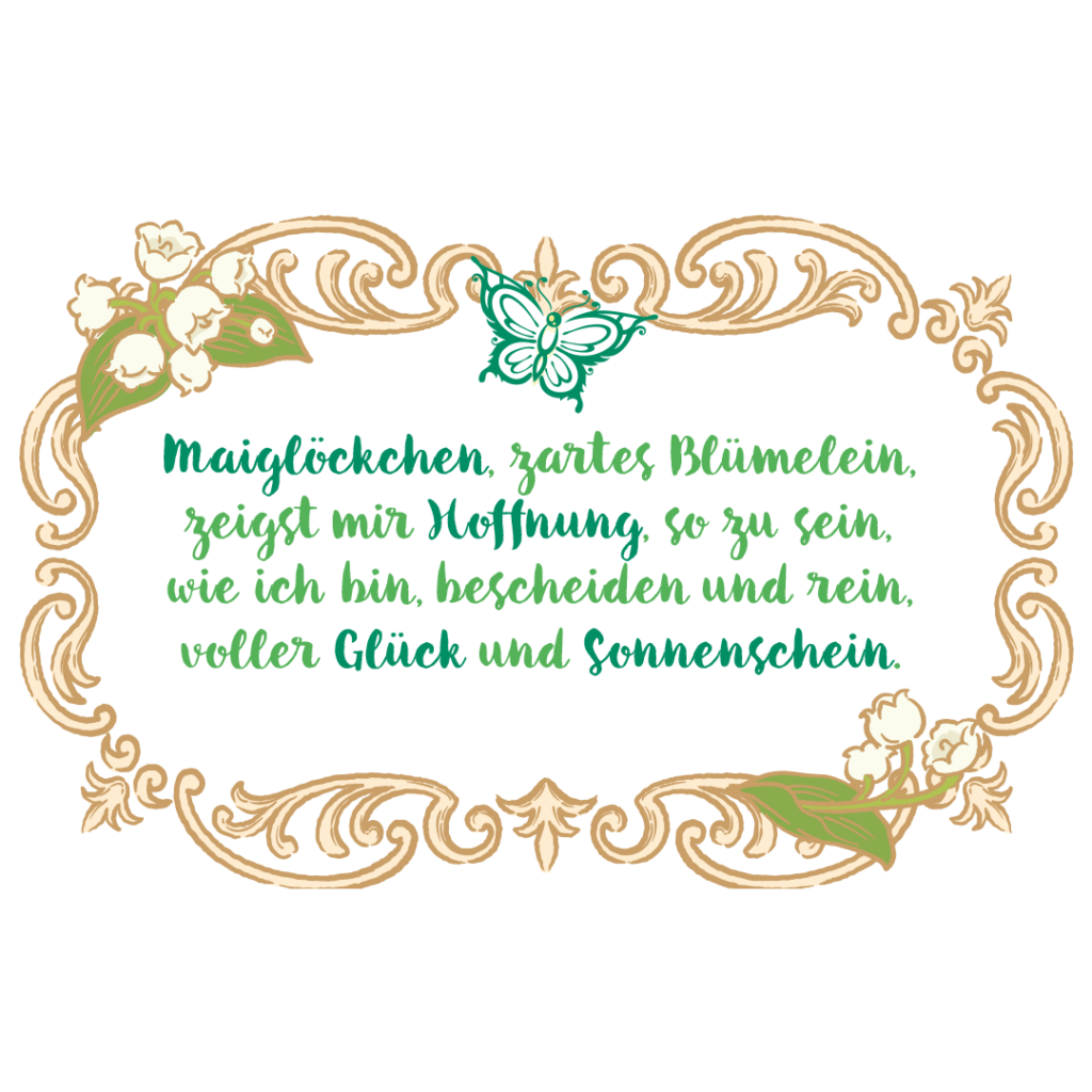 Verzierter Poesie-Album-Spruch zu Maiglöckchen
