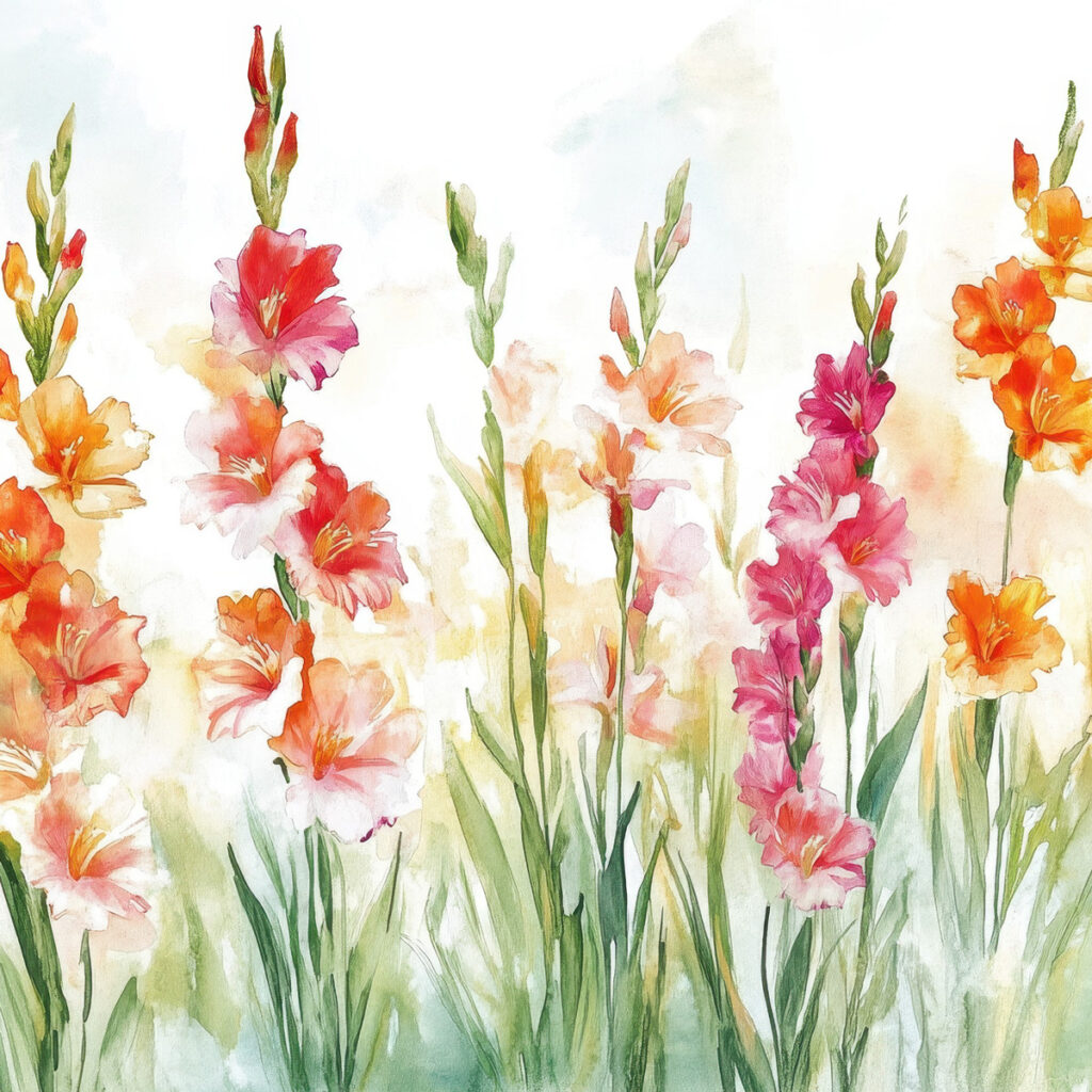 Aquarell von Gladiolen
