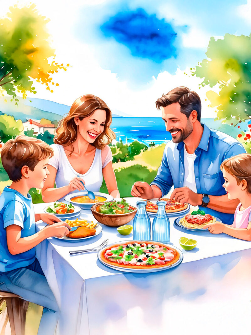 Familie beim Mittagessen