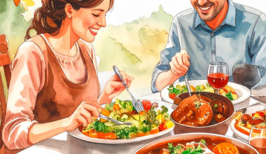 Illustration Familie isst Wildgulasch