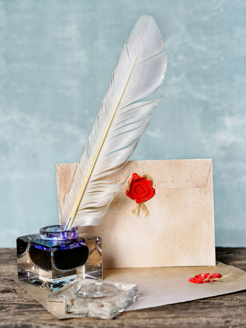 Antikes Schreibset mit Feder