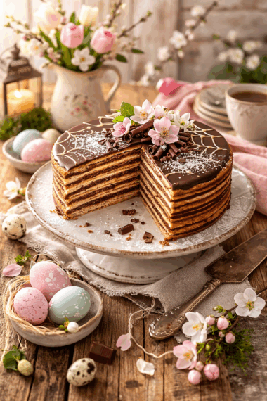 Pischinger Oblatentorte, österlich angerichtet