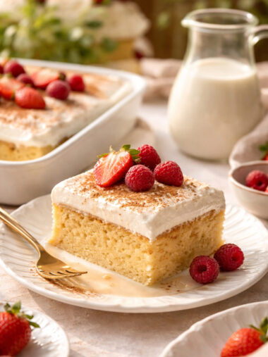 Tres-leches-Kuchen auf einem Teller