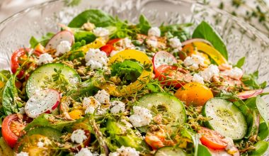 Blattsalat mit Tomate, Feta, Gurke, Zwiebeln, Radieschen und Paprika
