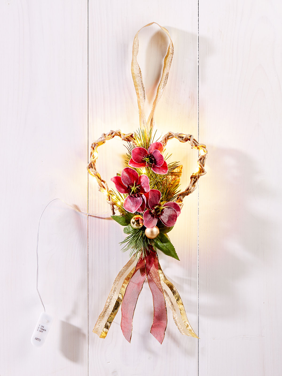 LED-Goldherz „Christrose“