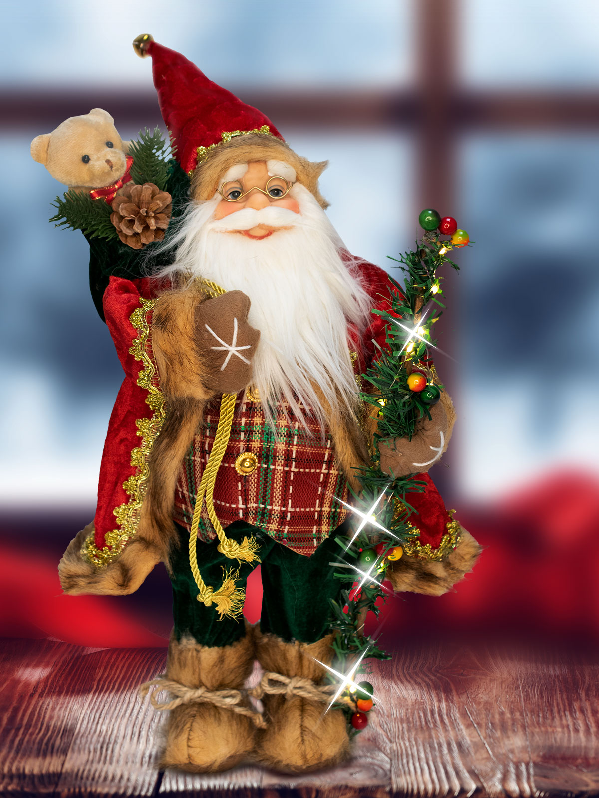 Santa Claus mit Lichterkette