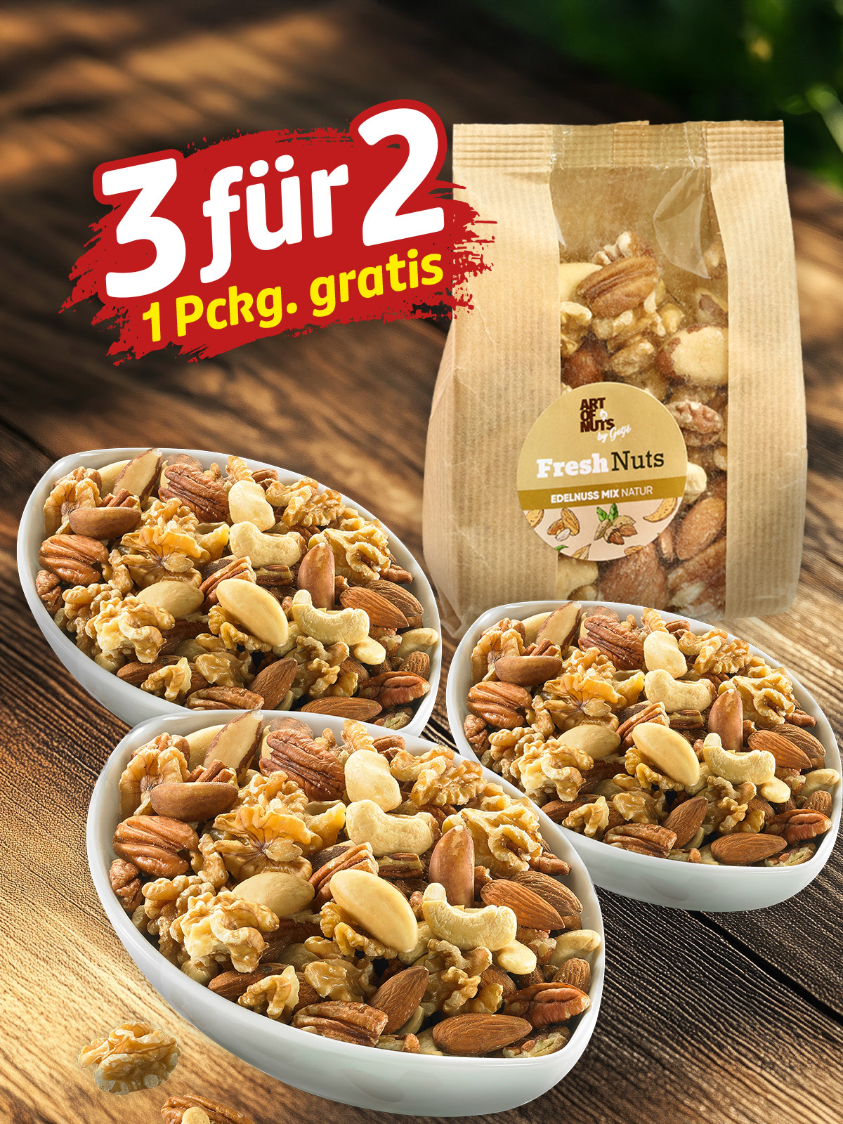 „3 für 2“ Edelnuss-Mischung, natur