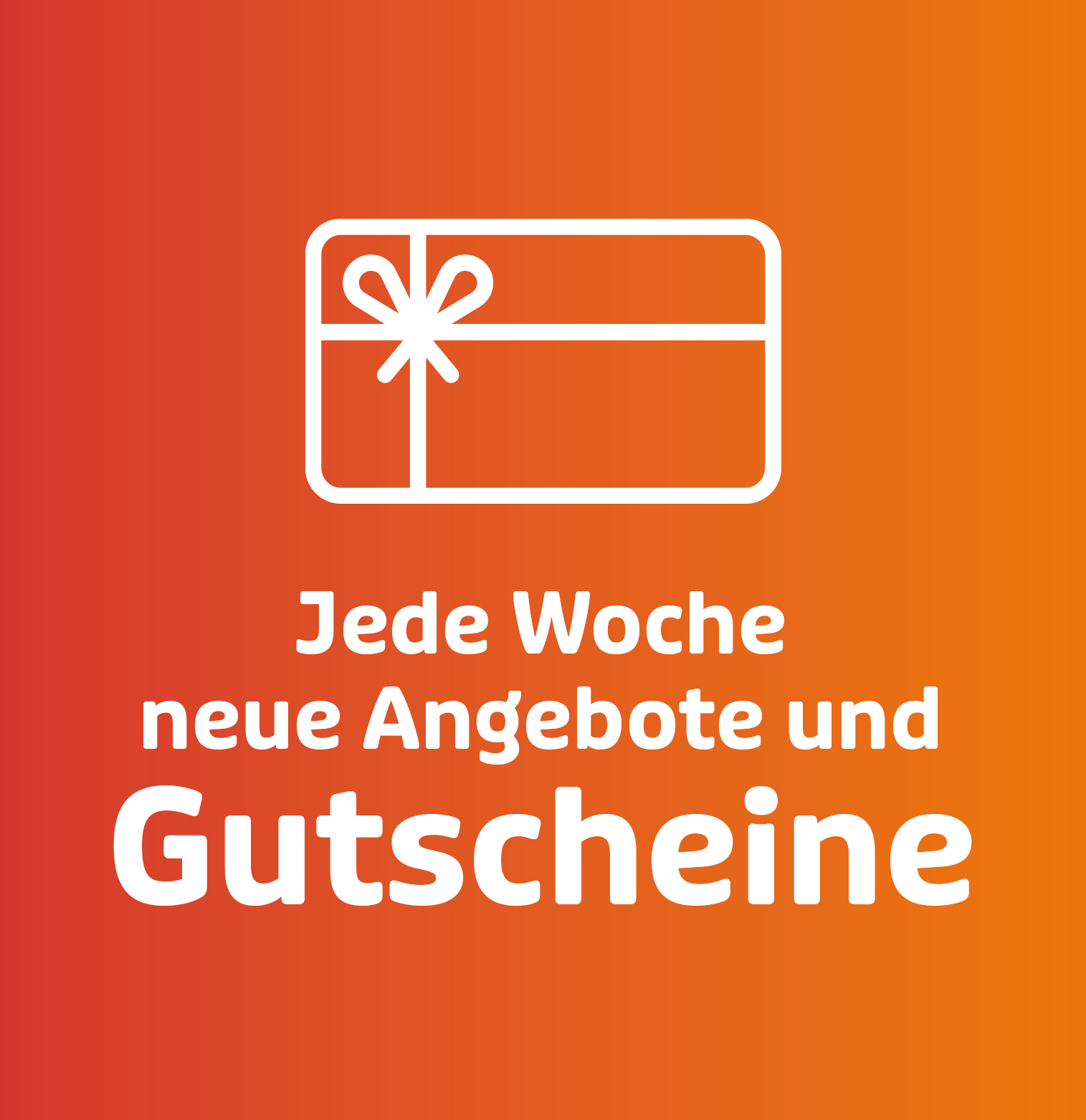 Symbolgrafik mit Geschenkkarte und Text „Jede Woche neue Angebote und Gutscheine“
