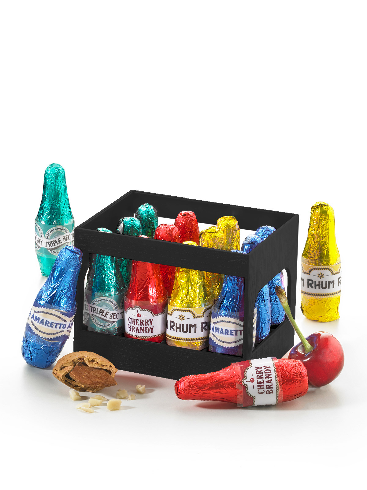 Likörfläschchenkiste, schwarz 