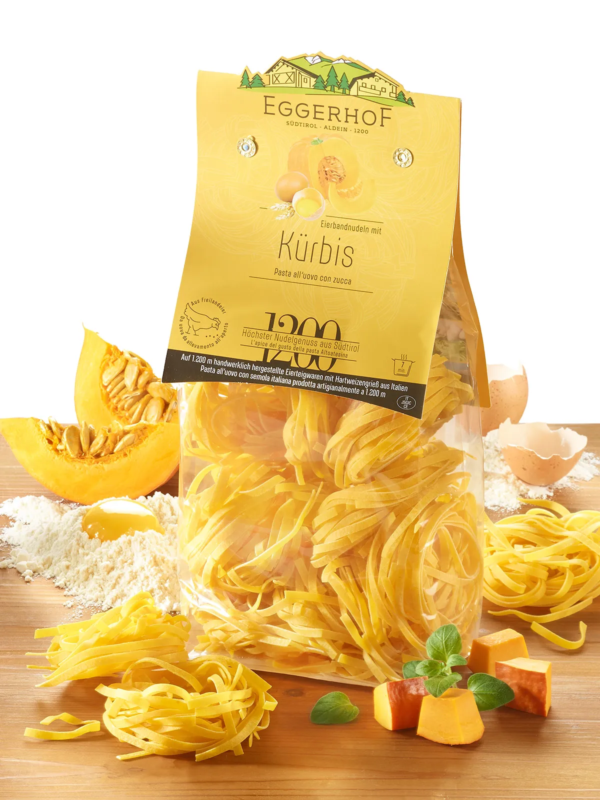 Eier-Bandnudeln mit Kürbis 