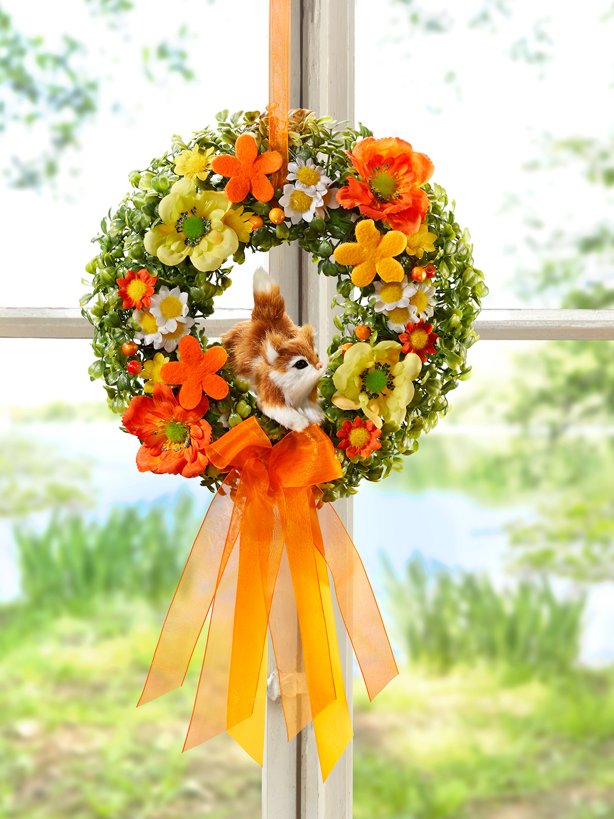 Kranz mit Plüschkatze Kranz mit Plüschkatze