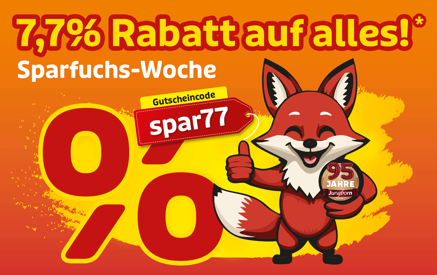 7,7 Prozent Rabatt mit Gutschein spar77 und Sparfuchs