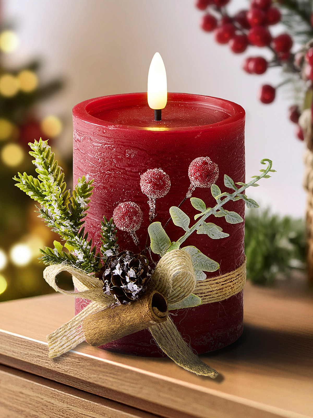 LED-Kerze „Winterbeere“