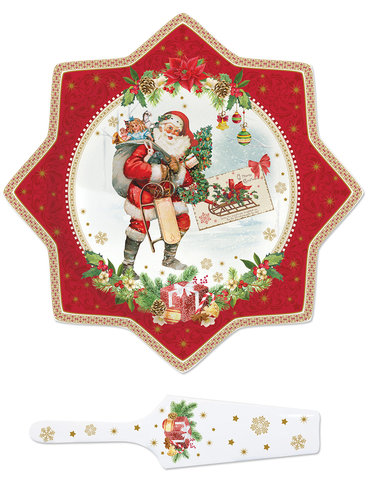 Tortenplatte „Santa mit Schlitten“