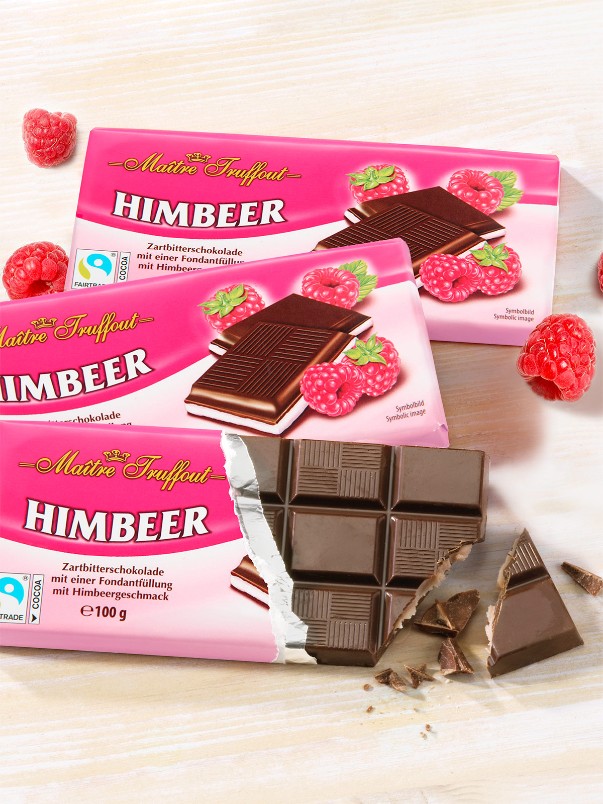 Zartbitter-Himbeer-Schokolade „3 für 2“
