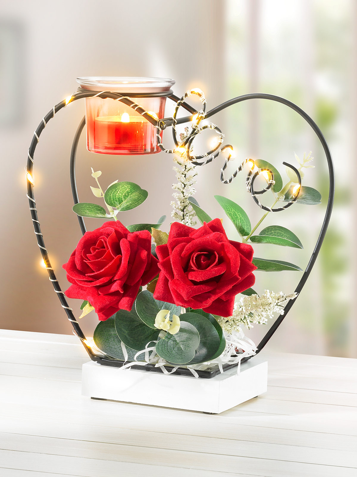 LED-Teelichthalter „Rose“