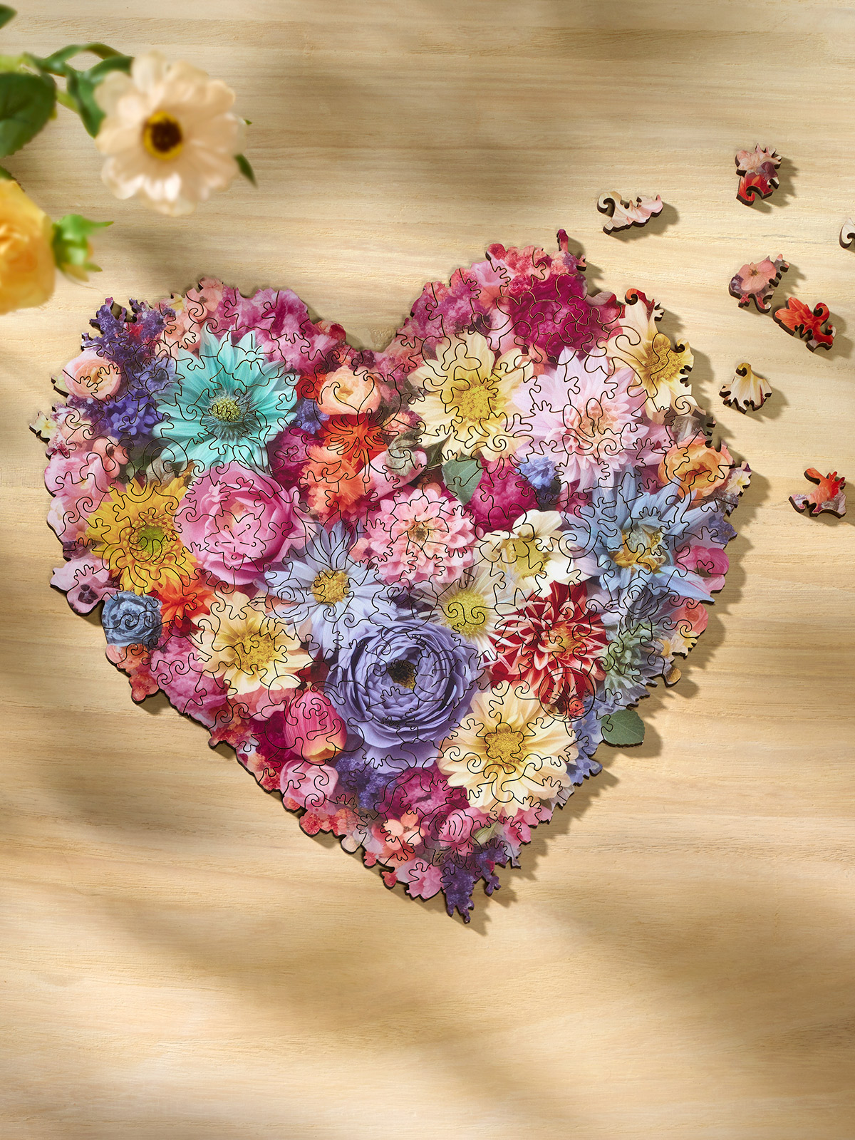 Holz-Puzzle „Blumenherz“