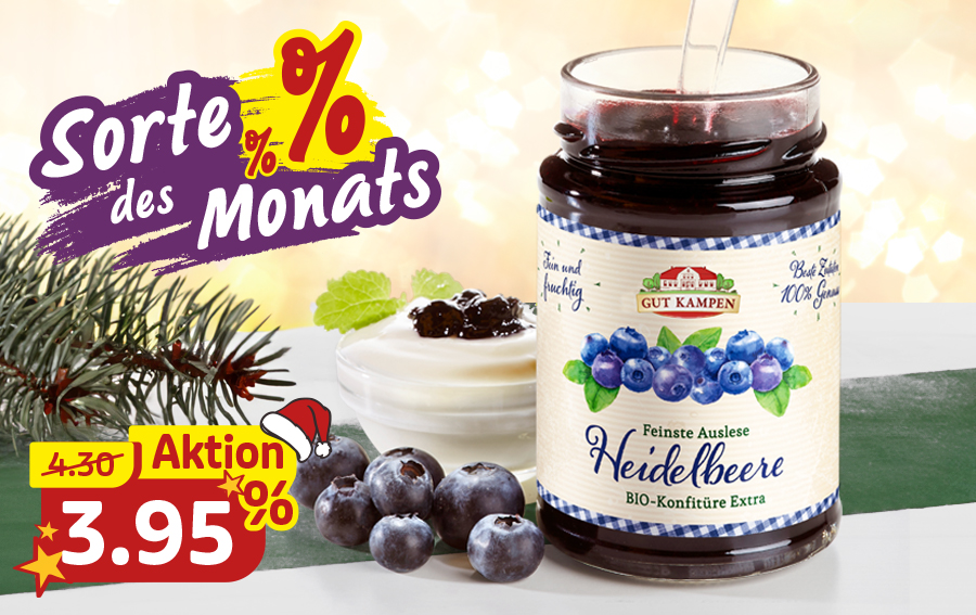 Heidelbeerkonfitüre mit Früchten als Sorte des Monats im Angebot