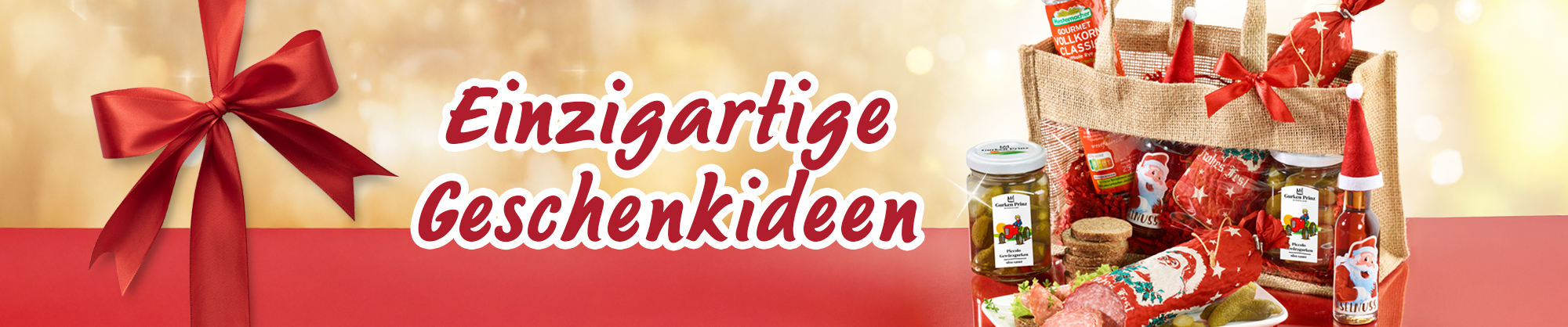 Geschenkset mit Feinkost und Wurst im Jutesack