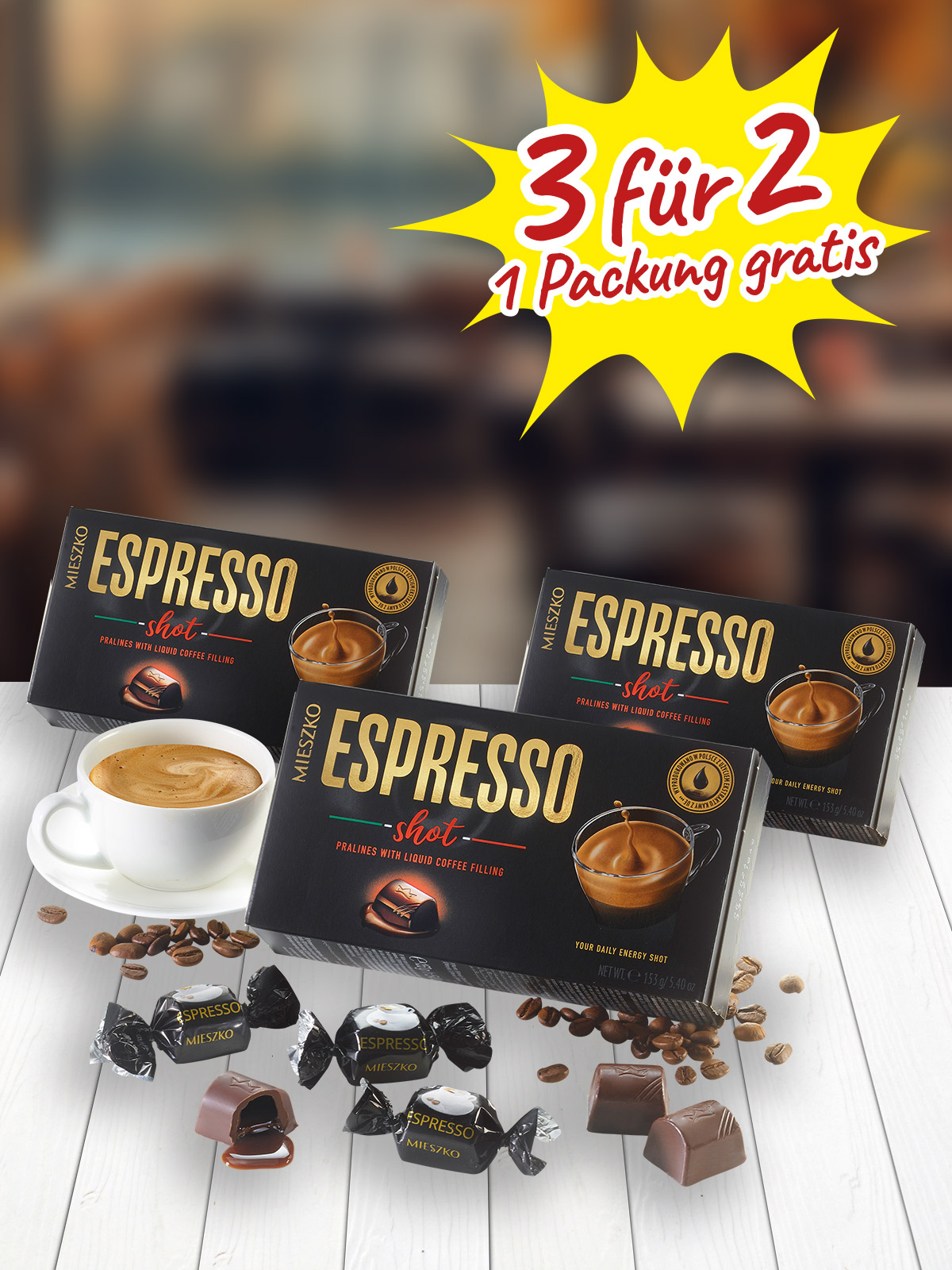 „3 für 2“ Espresso-Pralinen