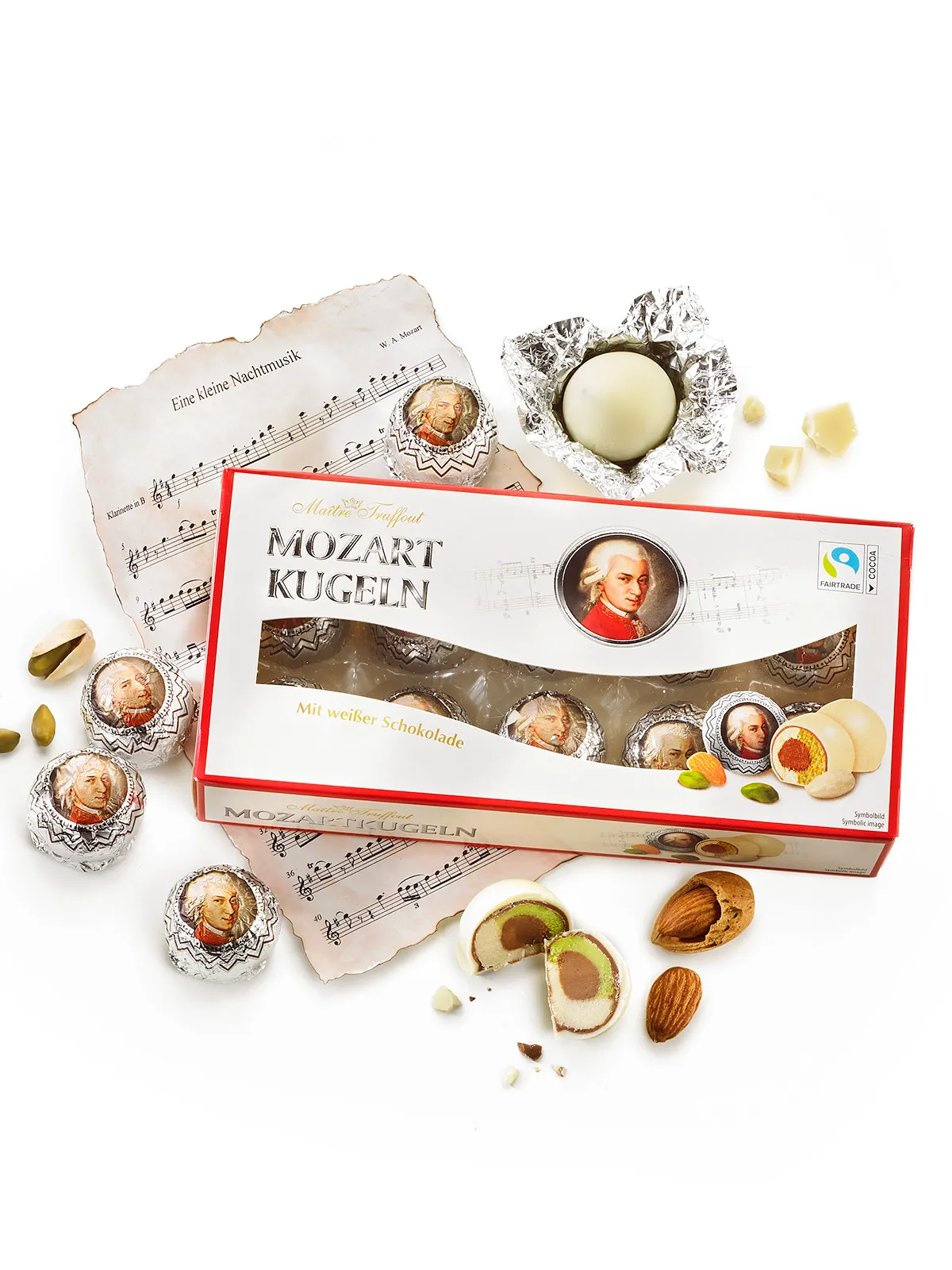 Weiße Mozart-Kugeln