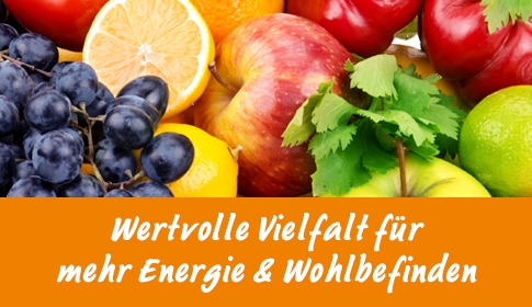 Vielfalt an frischem Obst – natürliche Energie und Wohlbefinden genießen Frisches Obst für Energie und Wohlbefinden – Äpfel, Trauben, Zitrusfrüchte