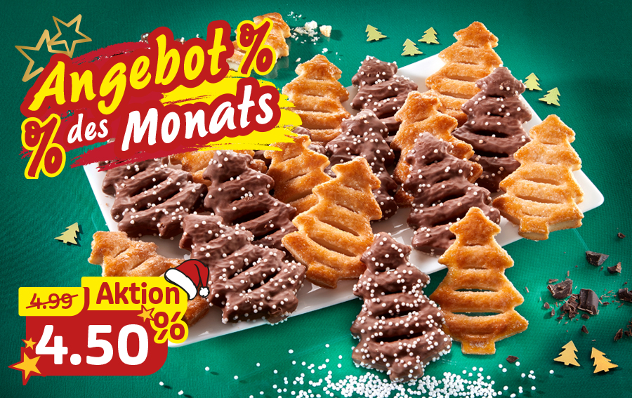 Knusprige Tannenbäumchen mit Schokolade als Angebot des Monats