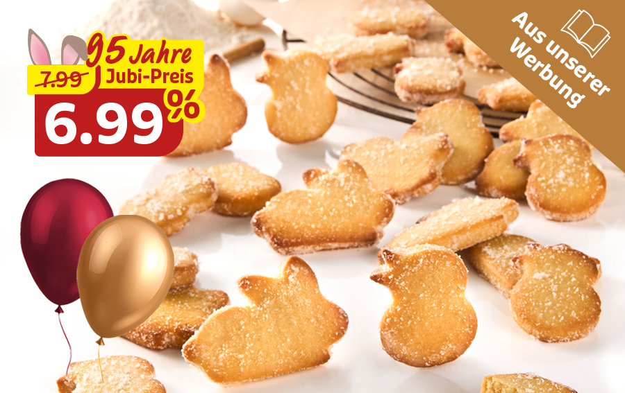 Ostergebäck in Hasenform im Jubiläumsangebot für 6,99 €