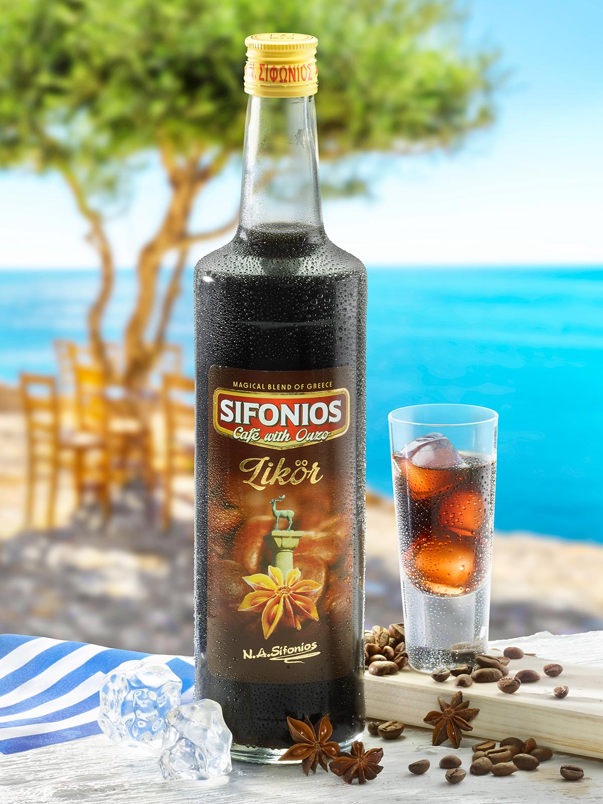 Sifonios Café mit Ouzo