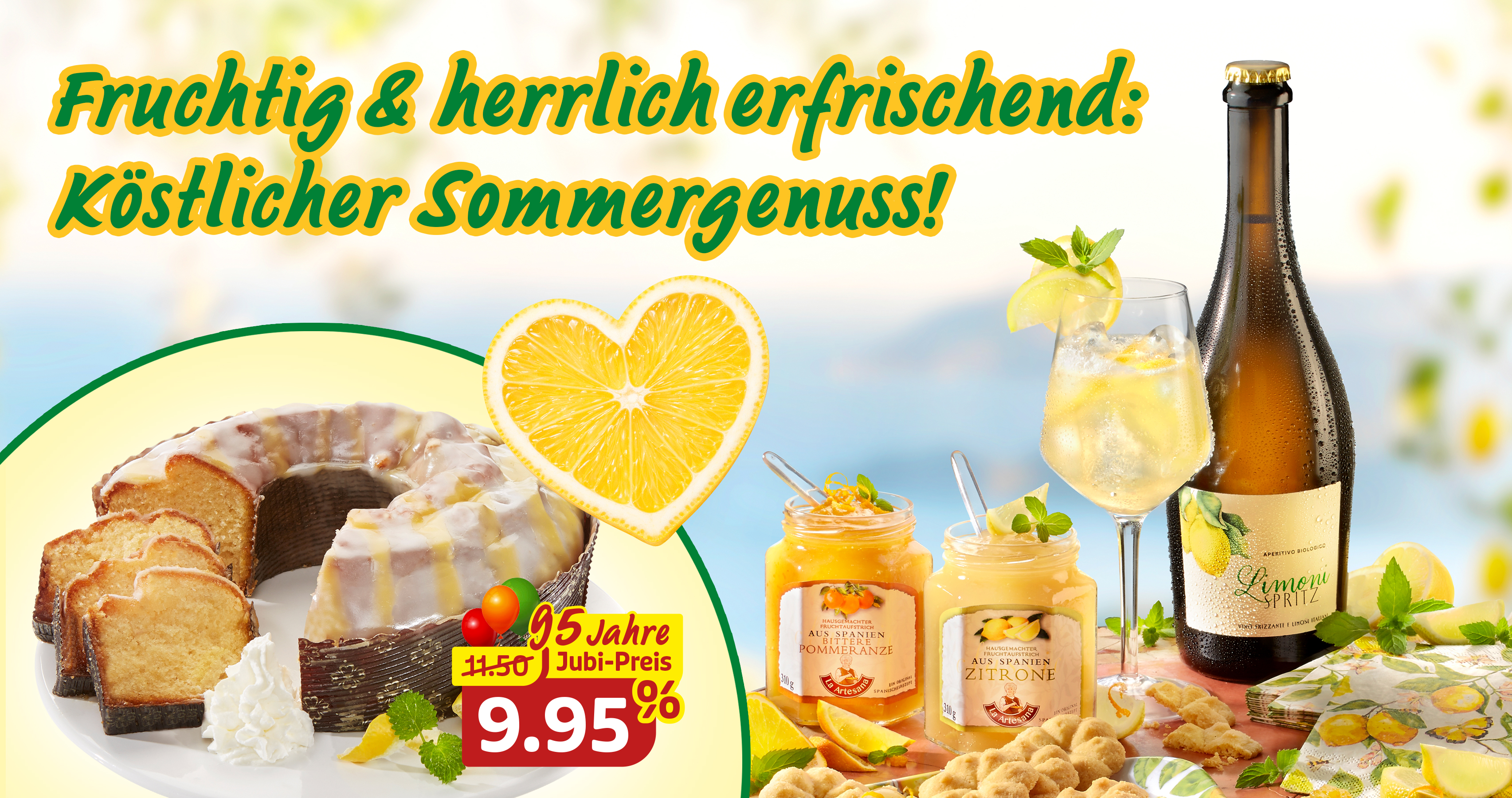 Zitronenspezialitäten und Limoncello für fruchtigen Sommergenuss