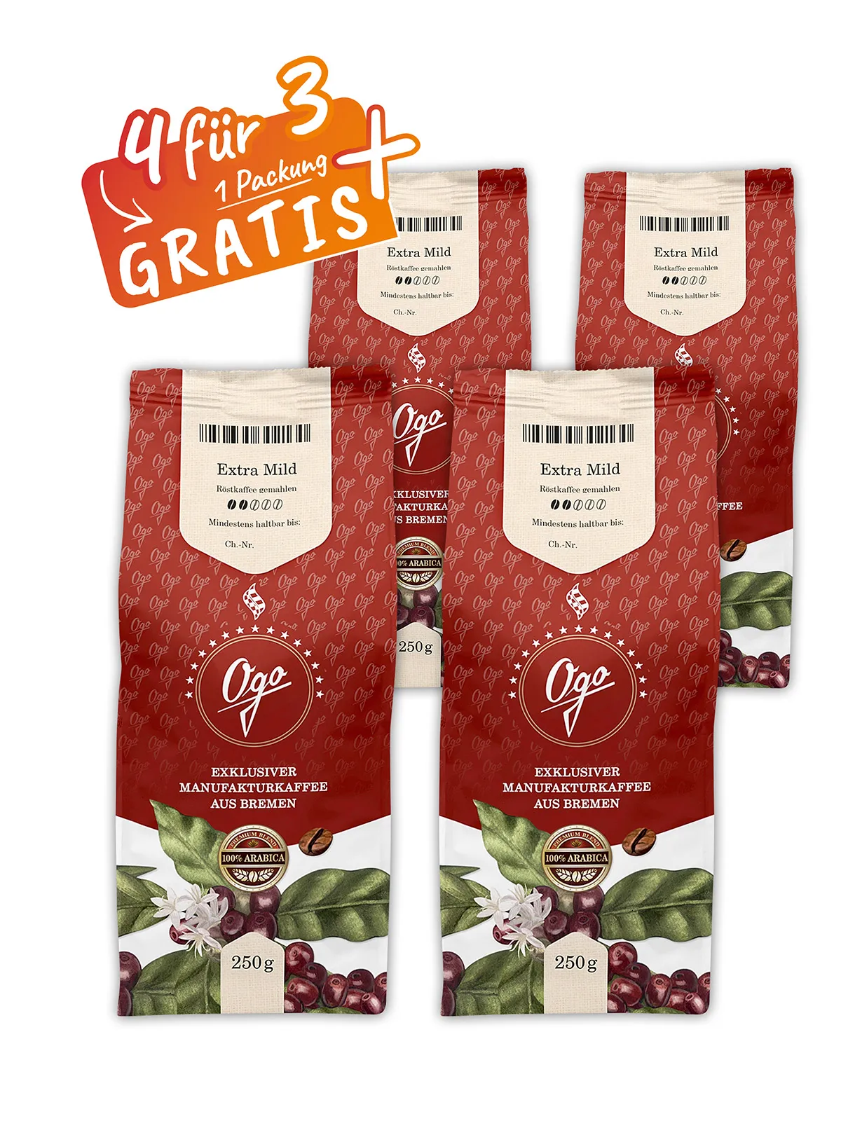 „4 für 3“ Extra Mild, gemahlen