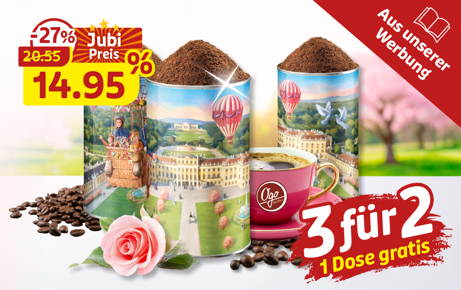 Ogo Kaffee zum Jubiläumspreis – 3 Dosen kaufen, 1 gratis