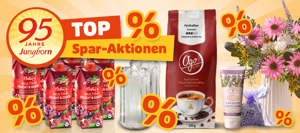 Top-Spar-Aktionen zum 95. Jubiläum mit Kaffee, Saft und Lavendelpflege