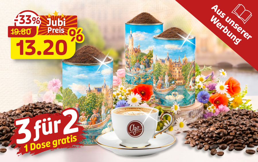 Drei Kaffeedosen mit Schlossmotiv im 3-für-2-Angebot