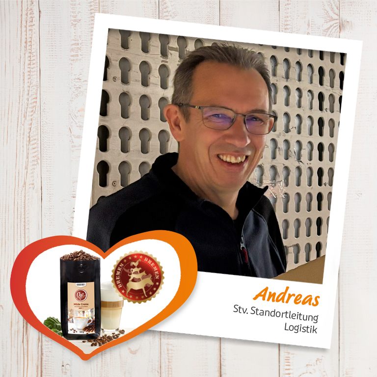 Mitarbeiterempfehlung von Andreas mit Kaffee und Prämienidee
