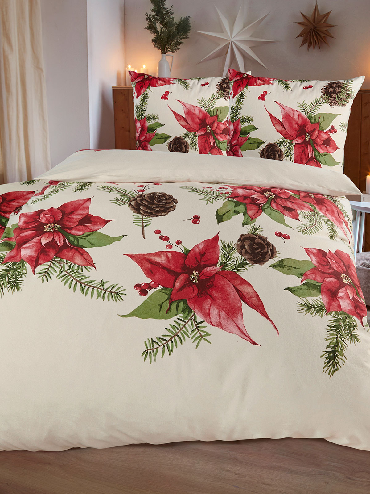 Biberbettwäsche „Weihnachtsstern“ Biberbettwäsche „Weihnachtsstern“