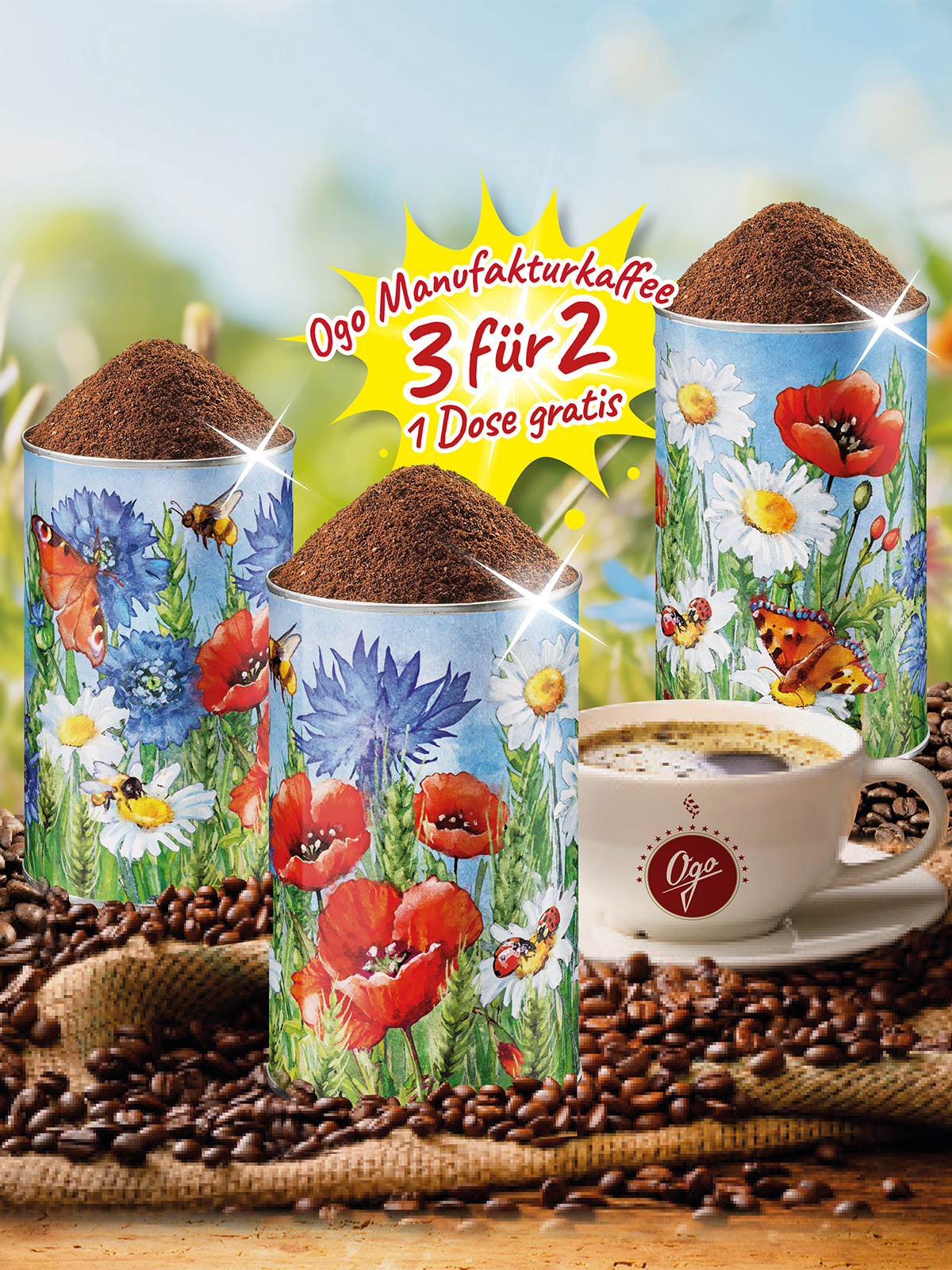 3 für 2“ Kaffeedose „Blütentanz“