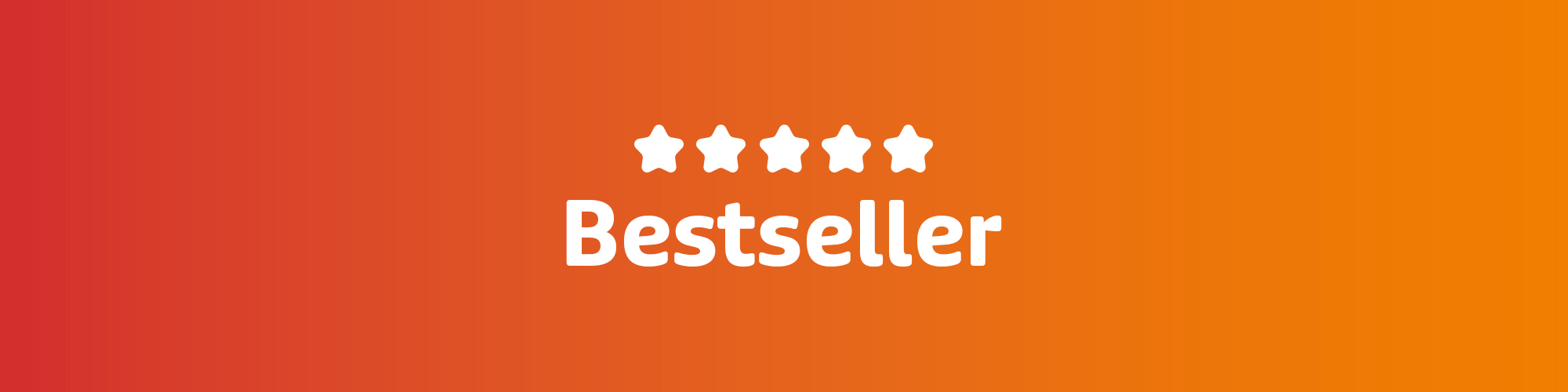 Bestseller-Hinweis mit fünf Sternen auf orangefarbenem Hintergrund