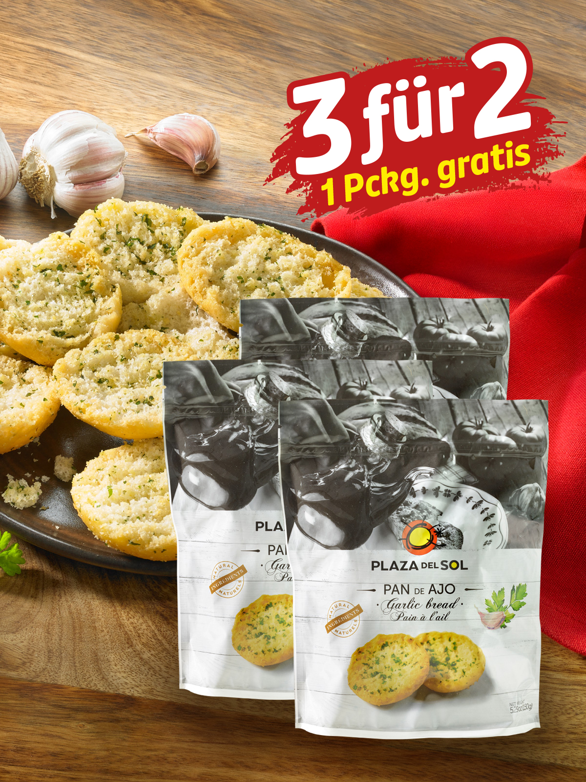 „3 für 2“ Pan Tostado „Ajo“