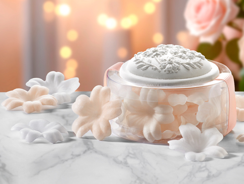 Dekorative Duftseife in transparenter Dose