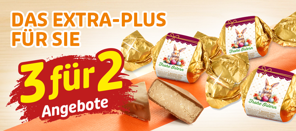 3 für 2 Angebot mit Pralinen und Süßwaren