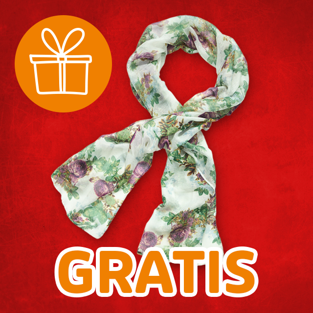 Weißer Schal mit Blumenmuster als Gratis-Geschenk