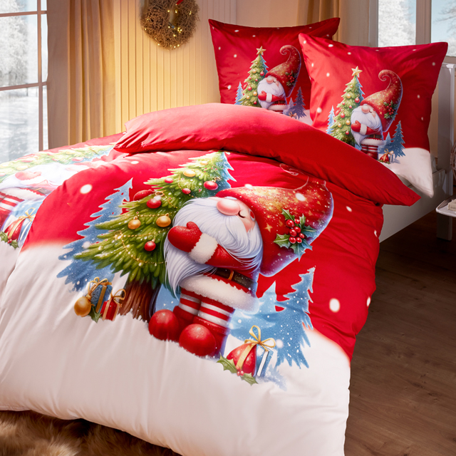 Weihnachts-Bettwäsche mit Wichtel-Motiv