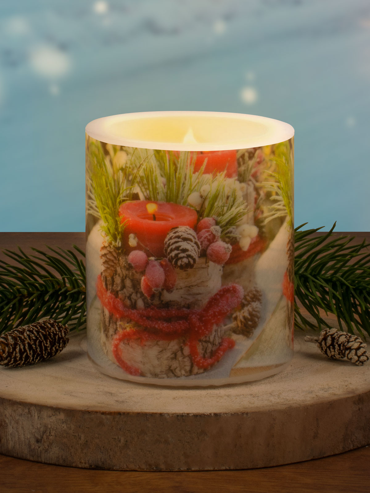 Kerze „Weihnachtsgesteck“