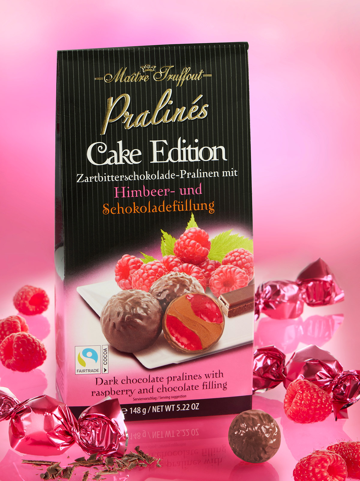 Zartbitter-Pralinen „Himbeere“  Zartbitter-Pralinen „Himbeere“